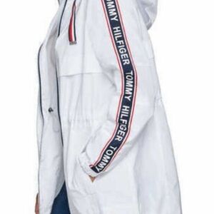 Tommy Hilfiger Women's White Utility Jacket with Logo Tape